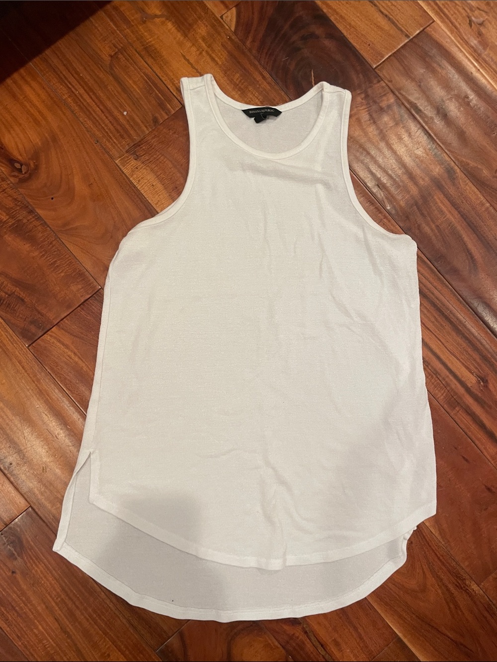 Banana Republic White Sleeveless Tank with Rounded Hem